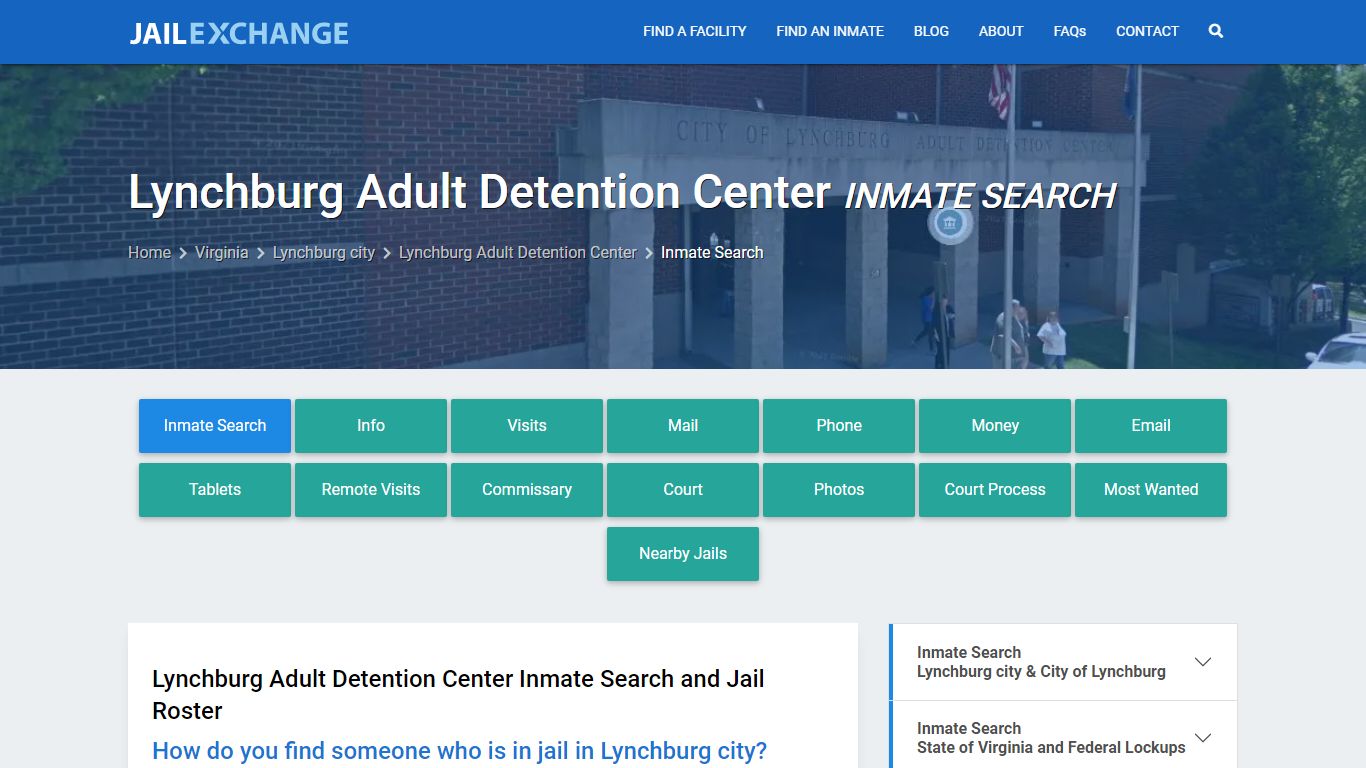 Lynchburg Adult Detention Center Inmate Search - Jail Exchange