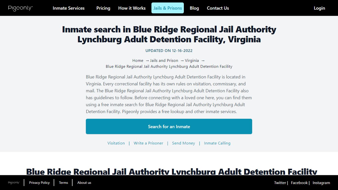 Inmate Search Blue Ridge Regional Jail Authority Lynchburg Adult ...